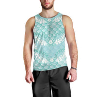 Light Turquoise Mermaid Puakenikeni Maile Lei Men Tank Top LT01 - Polynesian Pride