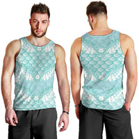 Light Turquoise Mermaid Puakenikeni Maile Lei Men Tank Top LT01 - Polynesian Pride