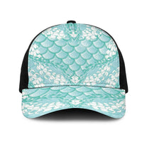 Light Turquoise Mermaid Puakenikeni Maile Lei Mesh Trucker Cap LT01 One Size Black Turquoise - Polynesian Pride