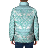 Light Turquoise Mermaid Puakenikeni Maile Lei Padded Jacket LT01 - Polynesian Pride