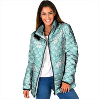 Light Turquoise Mermaid Puakenikeni Maile Lei Padded Jacket LT01 Women Turquoise - Polynesian Pride