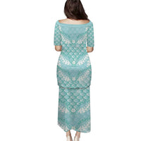 Light Turquoise Mermaid Puakenikeni Maile Lei Puletasi LT01 - Polynesian Pride