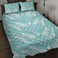 Light Turquoise Mermaid Puakenikeni Maile Lei Quilt Bed Set LT01 Turquoise - Polynesian Pride