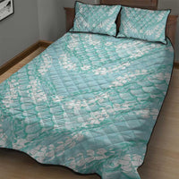 Light Turquoise Mermaid Puakenikeni Maile Lei Quilt Bed Set LT01 - Polynesian Pride