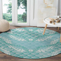 Light Turquoise Mermaid Puakenikeni Maile Lei Round Carpet LT01 - Polynesian Pride