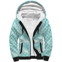 Light Turquoise Mermaid Puakenikeni Maile Lei Sherpa Hoodie LT01 Unisex Turquoise - Polynesian Pride