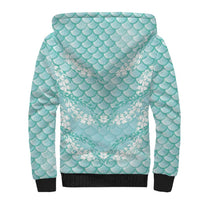 Light Turquoise Mermaid Puakenikeni Maile Lei Sherpa Hoodie LT01 - Polynesian Pride