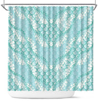 Light Turquoise Mermaid Puakenikeni Maile Lei Shower Curtain LT01 Turquoise - Polynesian Pride
