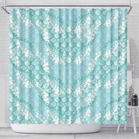 Light Turquoise Mermaid Puakenikeni Maile Lei Shower Curtain LT01 - Polynesian Pride