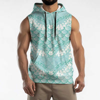 Light Turquoise Mermaid Puakenikeni Maile Lei Sleeveless Hoodie LT01 - Polynesian Pride