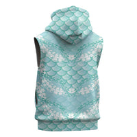 Light Turquoise Mermaid Puakenikeni Maile Lei Sleeveless Zip Hoodie LT01 - Polynesian Pride