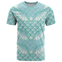 Light Turquoise Mermaid Puakenikeni Maile Lei T Shirt LT01 Turquoise - Polynesian Pride