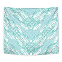 Light Turquoise Mermaid Puakenikeni Maile Lei Tapestry LT01 - Polynesian Pride