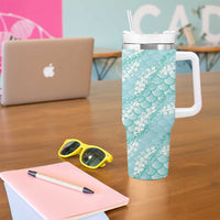Light Turquoise Mermaid Puakenikeni Maile Lei Tumbler With Handle LT01 - Polynesian Pride