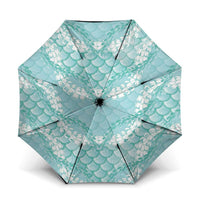 Light Turquoise Mermaid Puakenikeni Maile Lei Umbrella LT01 One Size Folded 11.42 inch Opened Diameter 37.4 inch Turquoise - Polynesian Pride