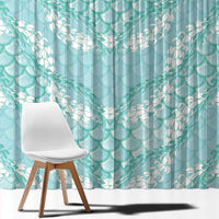 Light Turquoise Mermaid Puakenikeni Maile Lei Window Curtain LT01 - Polynesian Pride