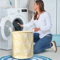 Pastel Yellow Mermaid Puakenikeni Maile Lei Laundry Basket LT01 - Polynesian Pride