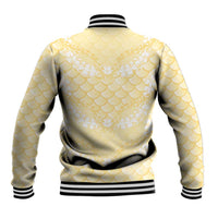 Pastel Yellow Mermaid Puakenikeni Maile Lei Baseball Jacket LT01 - Polynesian Pride