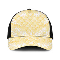 Pastel Yellow Mermaid Puakenikeni Maile Lei Baseball Net Cap LT01 One Size Black Yellow - Polynesian Pride