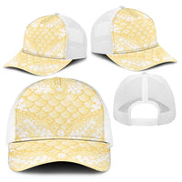 Pastel Yellow Mermaid Puakenikeni Maile Lei Baseball Net Cap LT01 - Polynesian Pride
