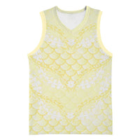 Pastel Yellow Mermaid Puakenikeni Maile Lei Basketball Jersey LT01 Unisex Yellow - Polynesian Pride