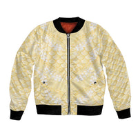 Pastel Yellow Mermaid Puakenikeni Maile Lei Bomber Jacket LT01 Unisex Yellow - Polynesian Pride