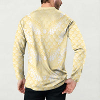 Pastel Yellow Mermaid Puakenikeni Maile Lei Button Sweatshirt LT01 - Polynesian Pride