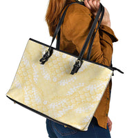 Pastel Yellow Mermaid Puakenikeni Maile Lei Leather Tote Bag LT01 - Polynesian Pride