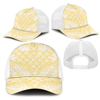 Pastel Yellow Mermaid Puakenikeni Maile Lei Mesh Trucker Cap LT01 - Polynesian Pride