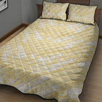 Pastel Yellow Mermaid Puakenikeni Maile Lei Quilt Bed Set LT01 - Polynesian Pride