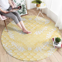Pastel Yellow Mermaid Puakenikeni Maile Lei Round Carpet LT01 - Polynesian Pride