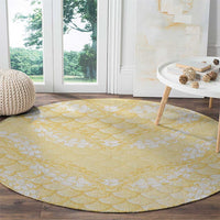 Pastel Yellow Mermaid Puakenikeni Maile Lei Round Carpet LT01 - Polynesian Pride