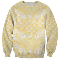 Pastel Yellow Mermaid Puakenikeni Maile Lei Sweatshirt LT01 Unisex Yellow - Polynesian Pride