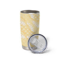 Pastel Yellow Mermaid Puakenikeni Maile Lei Tumbler Cup LT01 - Polynesian Pride
