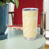 Pastel Yellow Mermaid Puakenikeni Maile Lei Tumbler Cup LT01 - Polynesian Pride