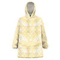 Pastel Yellow Mermaid Puakenikeni Maile Lei Wearable Blanket Hoodie LT01 One Size Yellow - Polynesian Pride