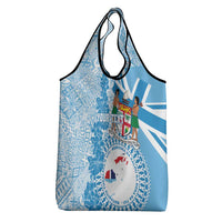 Fiji Day Grocery Bag Fijian Map Hibiscus Tapa Pattern
