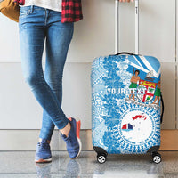 Personalised Fiji Day Luggage Cover Fijian Map Hibiscus Tapa Pattern