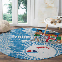Personalised Fiji Day Round Carpet Fijian Map Hibiscus Tapa Pattern