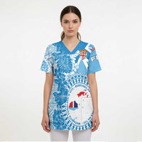 Personalised Fiji Day Scrub Top Fijian Map Hibiscus Tapa Pattern LT01 - Polynesian Pride