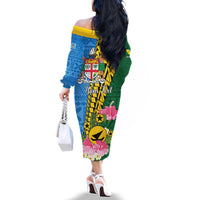 Personalised Malampa Fiji Day Family Matching Off The Shoulder Long Sleeve Dress and Hawaiian Shirt Tropical Tapa Pattern