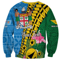 Personalised Malampa Fiji Day Sweatshirt Tropical Tapa Pattern