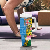 Personalised Malampa Fiji Day Tumbler With Handle Tropical Tapa Pattern