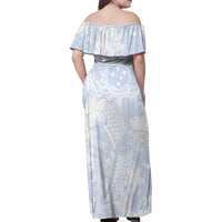 Samoa White Sunday Family Matching Off Shoulder Maxi Dress and Hawaiian Shirt Plumeria Floral