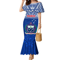 Samoa Rugby Mermaid Dress Manu Samoa Polynesian Tatoo Pattern LT01 Women Blue - Polynesian Pride