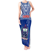 Samoa Rugby Tank Maxi Dress Manu Samoa Polynesian Tatoo Pattern LT01 Women Blue - Polynesian Pride