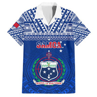 Custom Samoa Rugby Hawaiian Shirt Manu Samoa Polynesian Tatoo Pattern LT01 Blue - Polynesian Pride