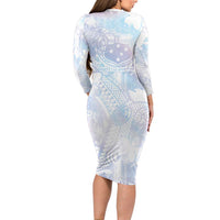 Samoa White Sunday Family Matching Long Sleeve Bodycon Dress and Hawaiian Shirt Sweet Pastel Plumeria Floral