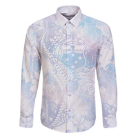 Samoa White Sunday Family Matching Tank Maxi Dress and Hawaiian Shirt Sweet Pastel Plumeria Floral