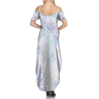 Samoa White Sunday Summer Maxi Dress Sweet Pastel Plumeria Floral